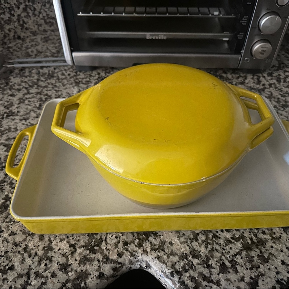 Yellow Cast Iron Dutch Oven and Baking Dish Set